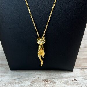 Articulated Gold Cat Pendant Necklace